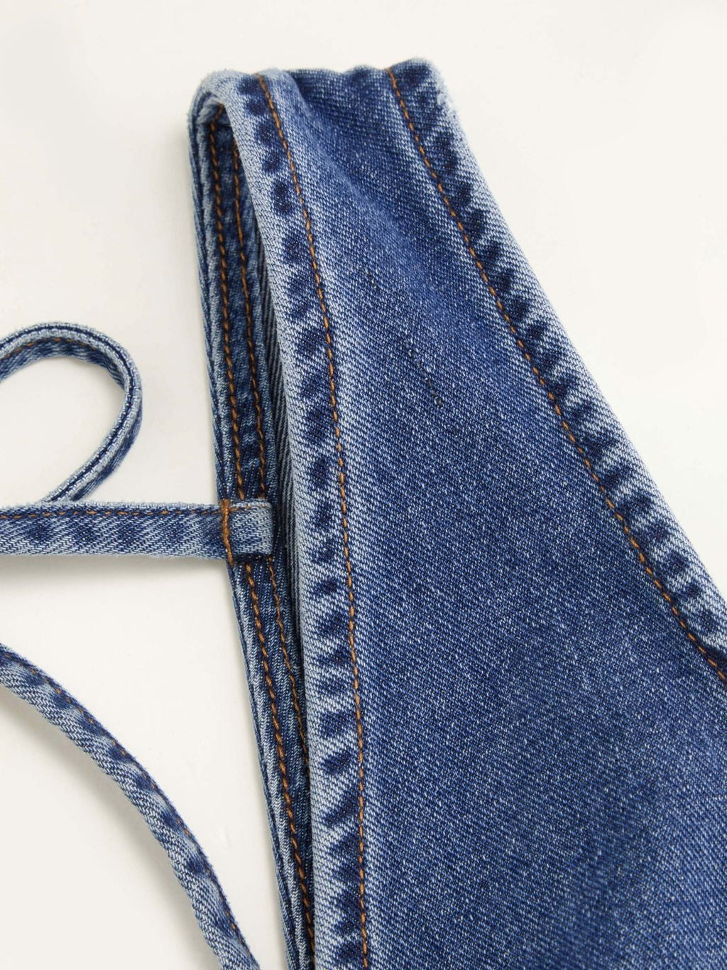 Denim V-neck Knotted Wide Leg Jumpsuit Curve & Plus