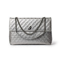 Extra Large Vegan Leather Flap Bag - Platinum