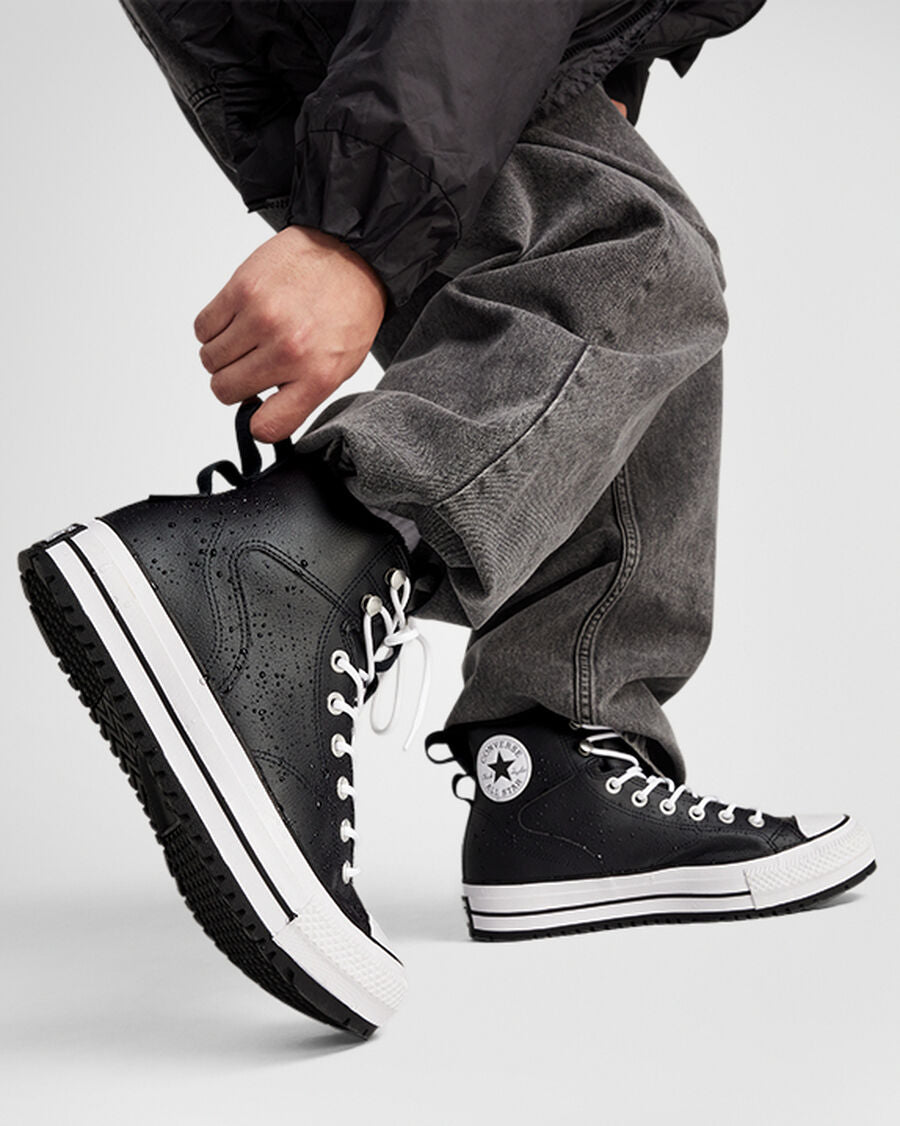 Water-Repellent High Top Hiker Boot - Black/Black/White
