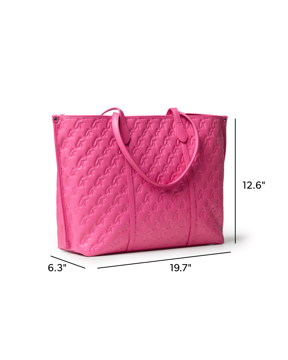 Extra Large Vegan Leather Tote - Hot Pink