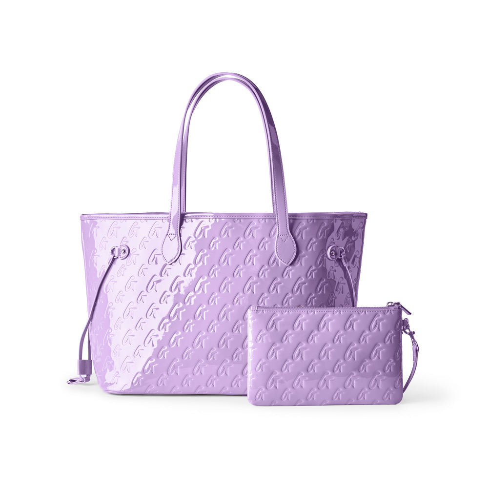 Vegan Leather Laptop Tote With Wristlet - Lavender