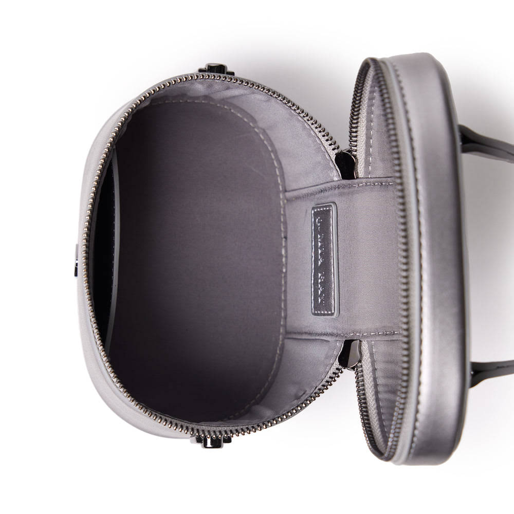 Mini Smooth Vegan Leather Top Handle Bag - Platinum
