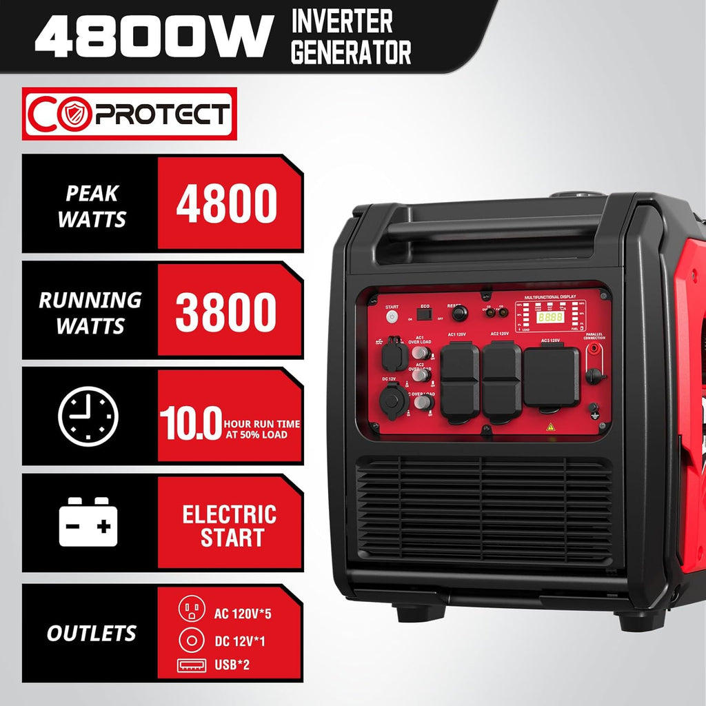 PowerSmart Portable Inverter Generator 5000 Starting Watt, 4000 Running Watt, 30 Amp - HB5046C