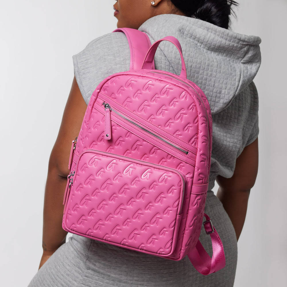 Vegan Leather Laptop Backpack - Hot Pink
