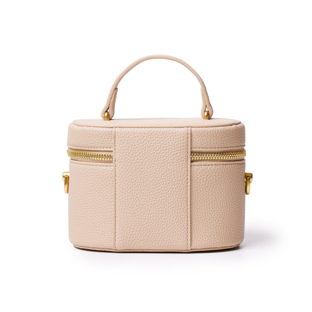 Mini Textured Vegan Leather Vanity Bag - Nude