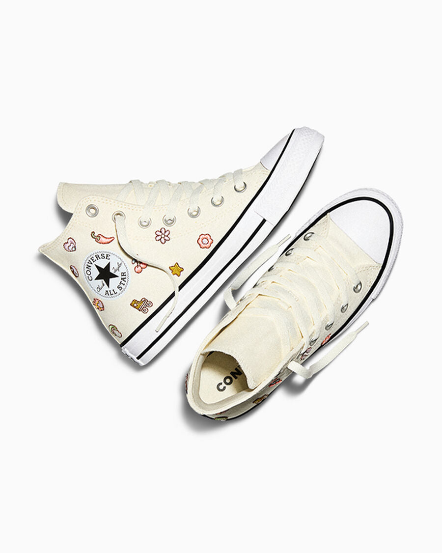 Women's Embroidered Canvas High-Top Sneaker - Egret/Fresh Cut/Unearthed