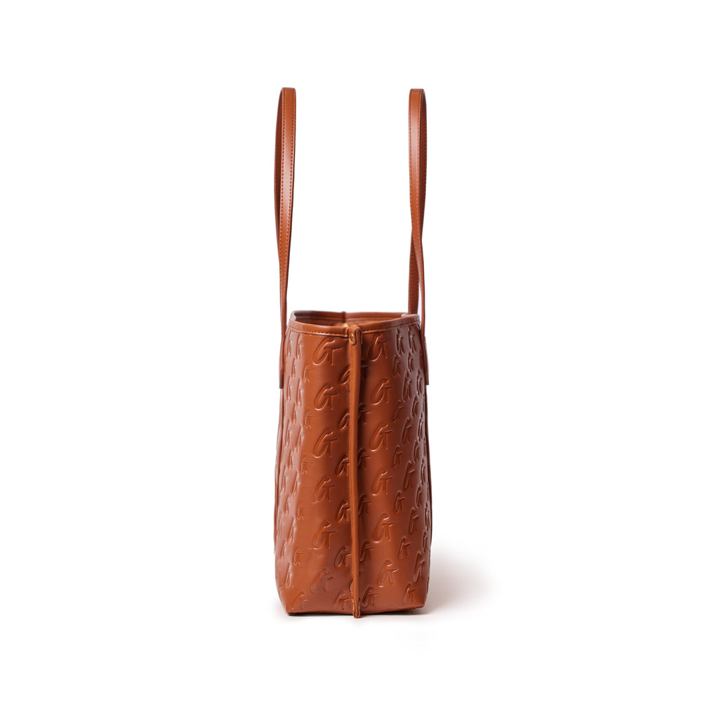 Vegan Leather Laptop Tote - Brown