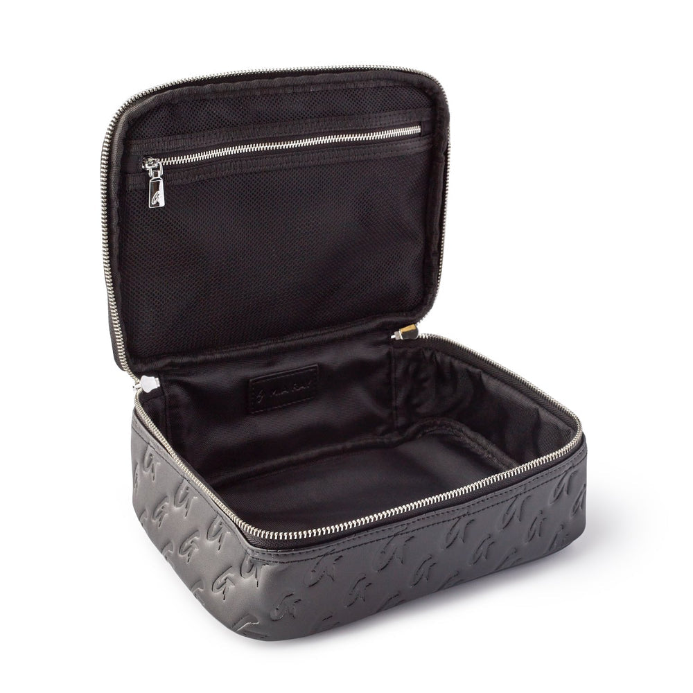 Medium Vegan Leather Toiletry Bag - Black