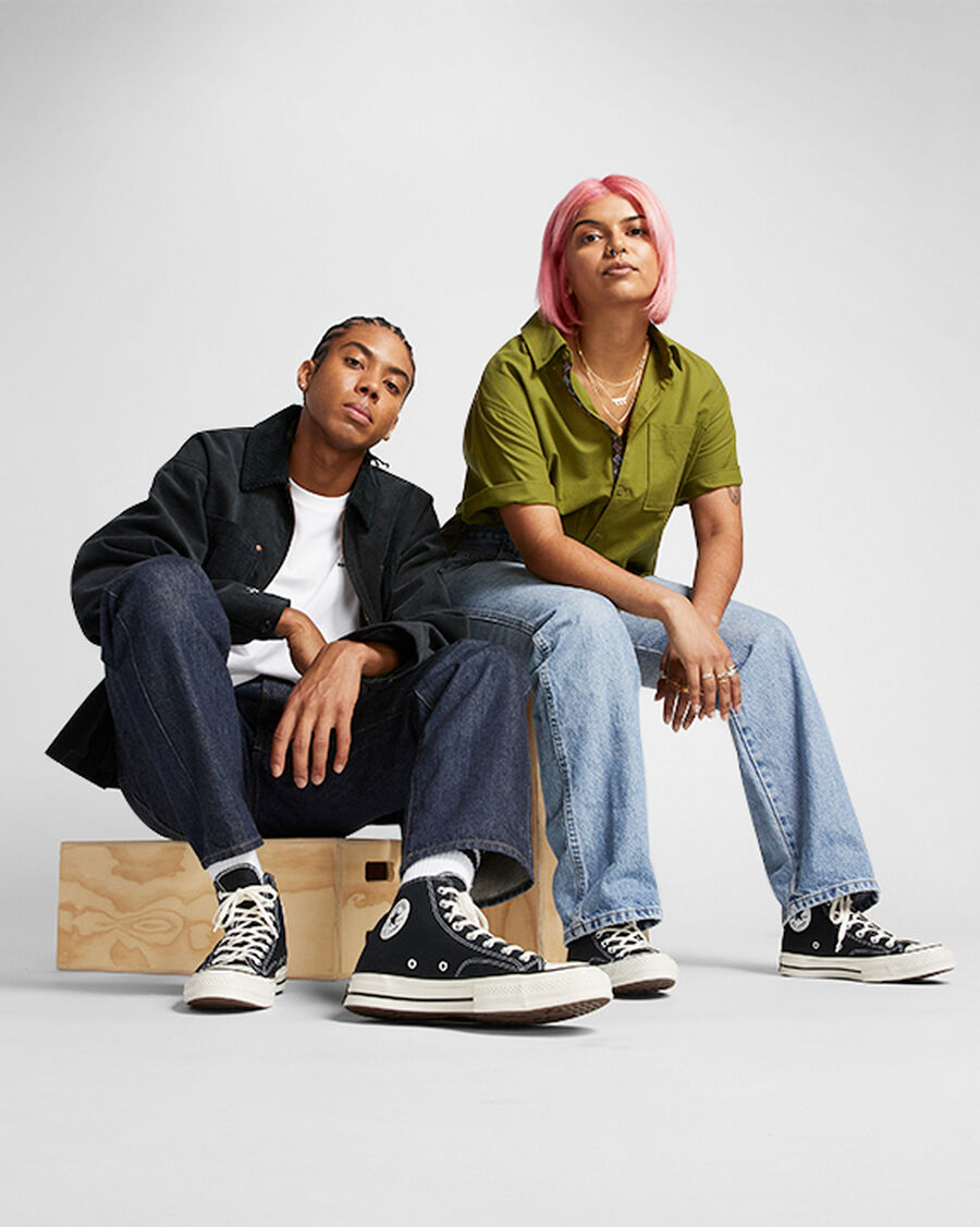 Heavyweight Canvas High Top Sneaker - Black - Black/Black/Egret