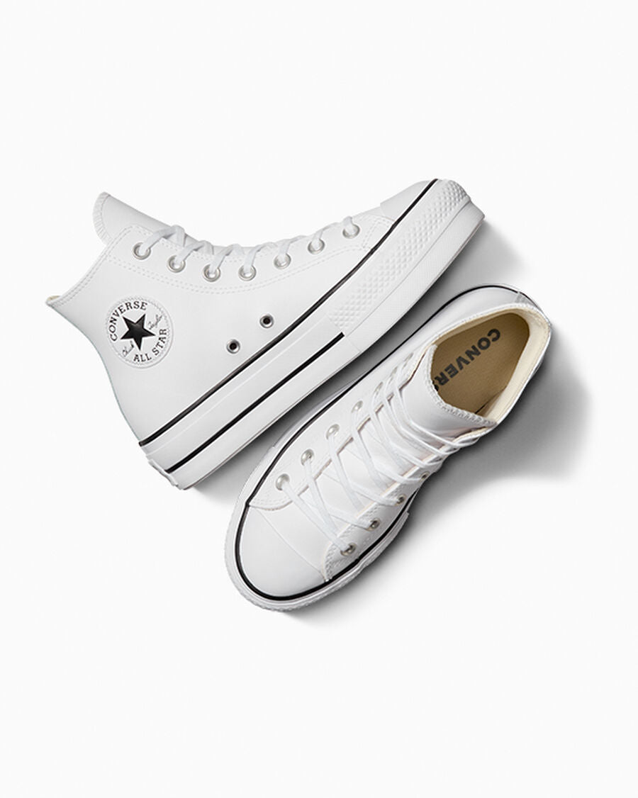 Leather Platform High Top Sneaker - Black - White/Black/White