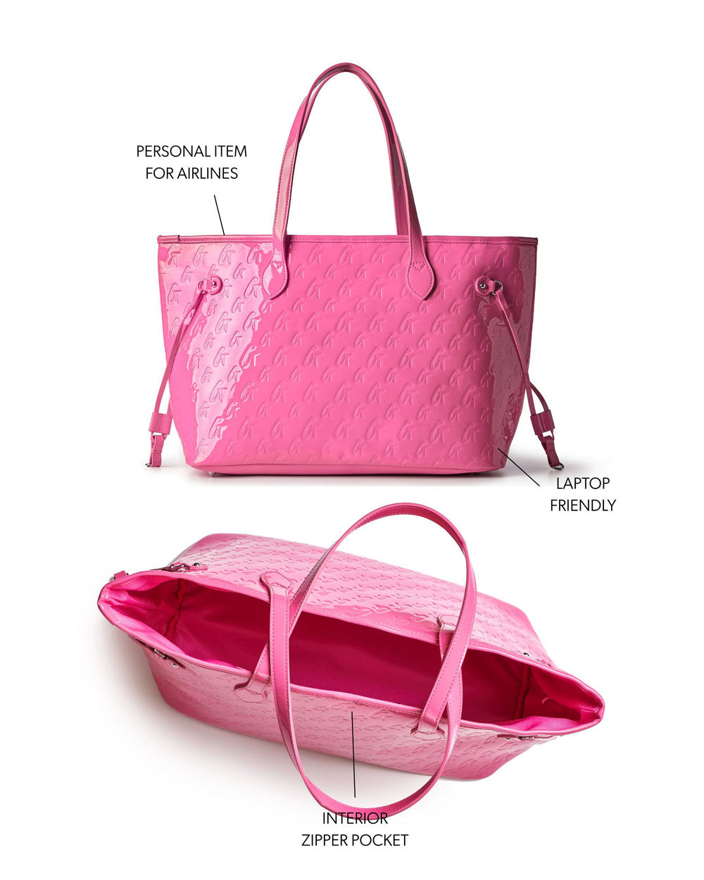 Mirrored Vegan Leather Tote - Hot Pink