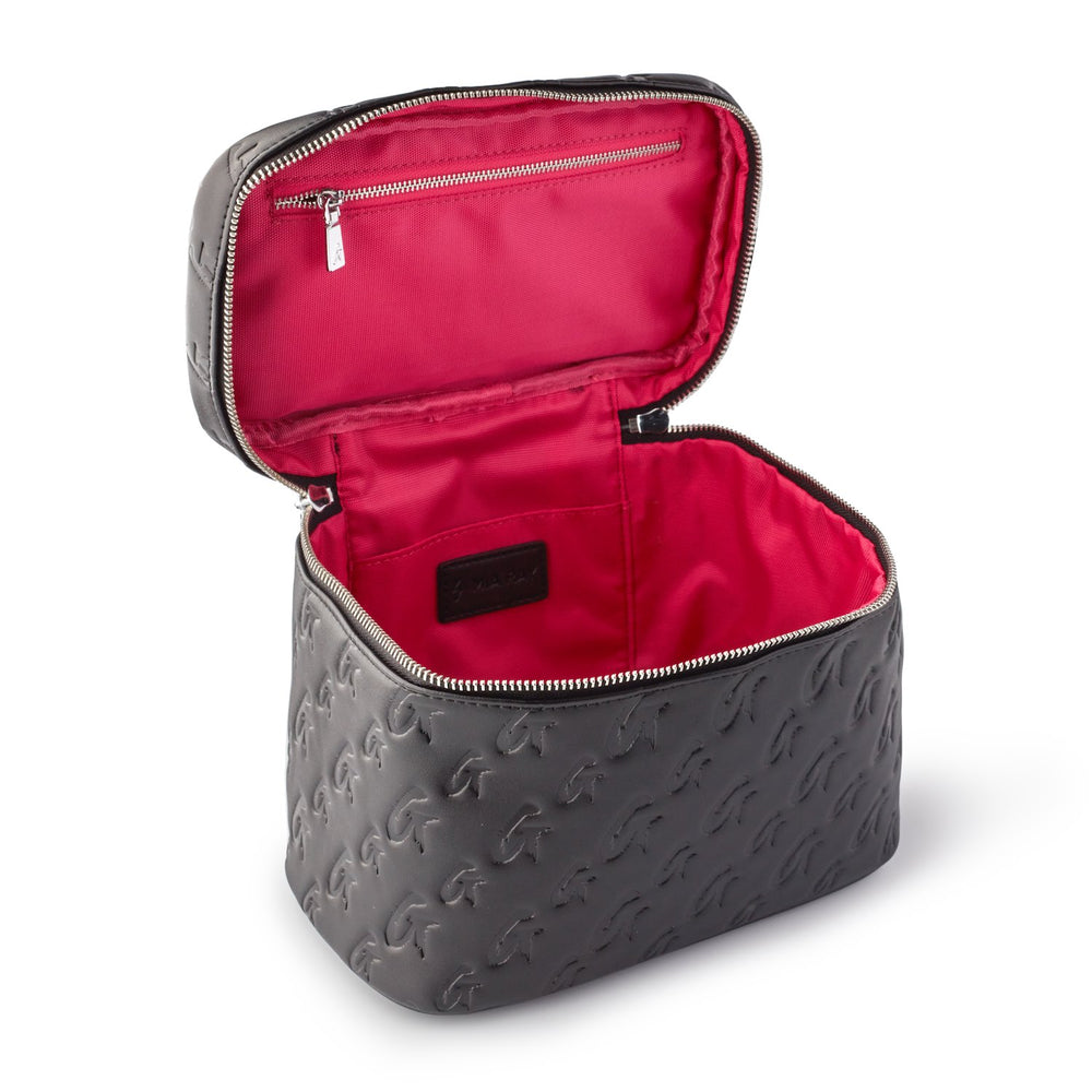 Large Vegan Leather Toiletry Bag - Black Pink