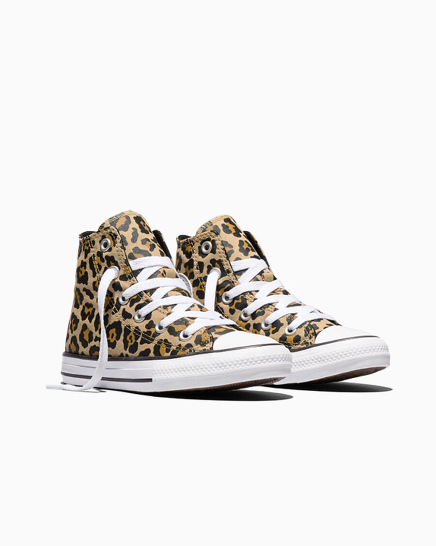 Kids Leopard Canvas High Top Sneaker