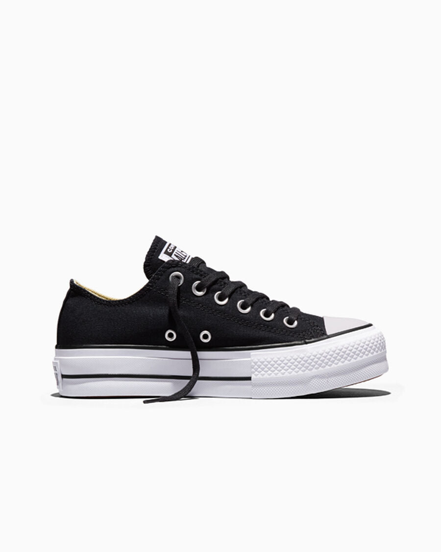 Canvas Platform Low-Top Sneaker - Black/White/White