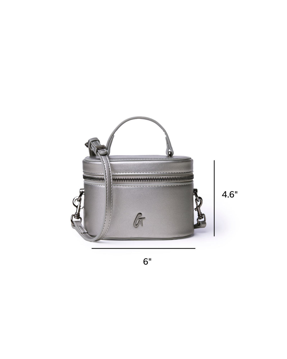 Mini Smooth Vegan Leather Top Handle Bag - Platinum