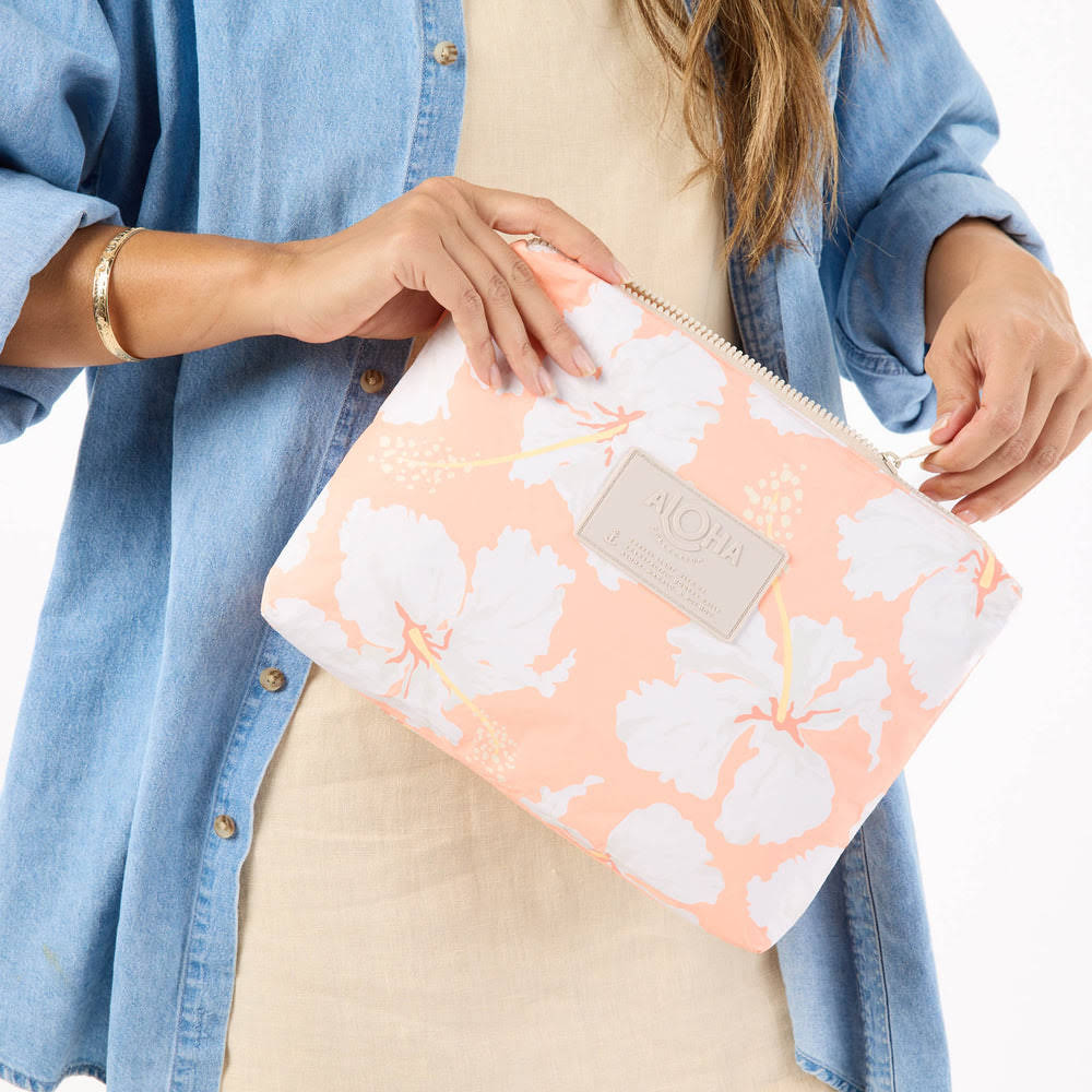Medium Splash-Resistant Pouch - Hibiscus
