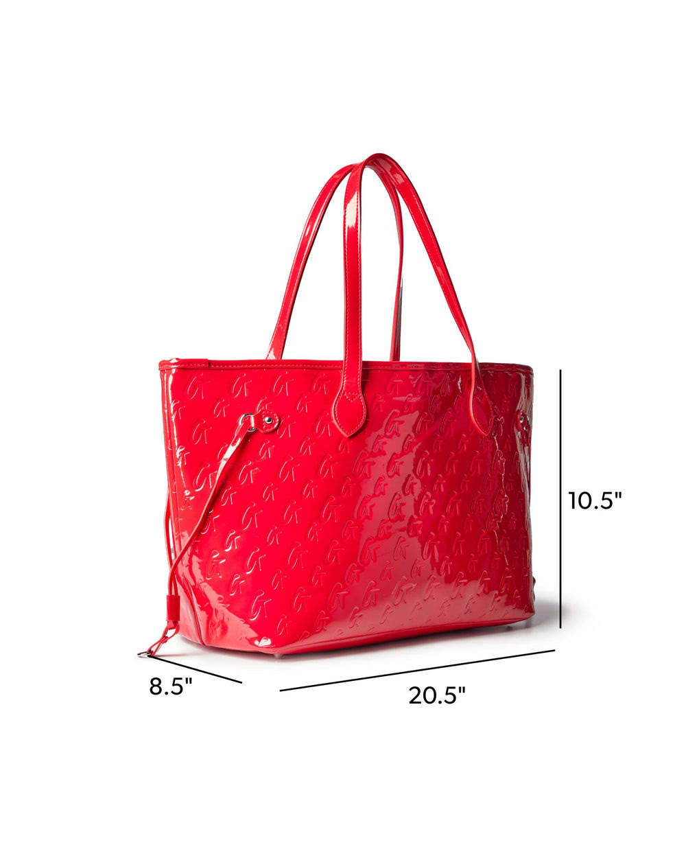 Vegan Leather Laptop Tote With Wristlet - Mirror Red