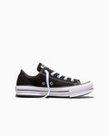 Kids Canvas Platform Low Top Sneaker - Black - Black/White/Black
