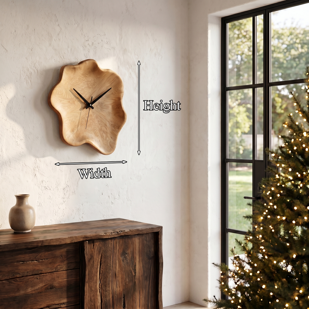 Organic Wooden Wall Clock with Natural Live Edge Design for Living Room and Entryway - view 8