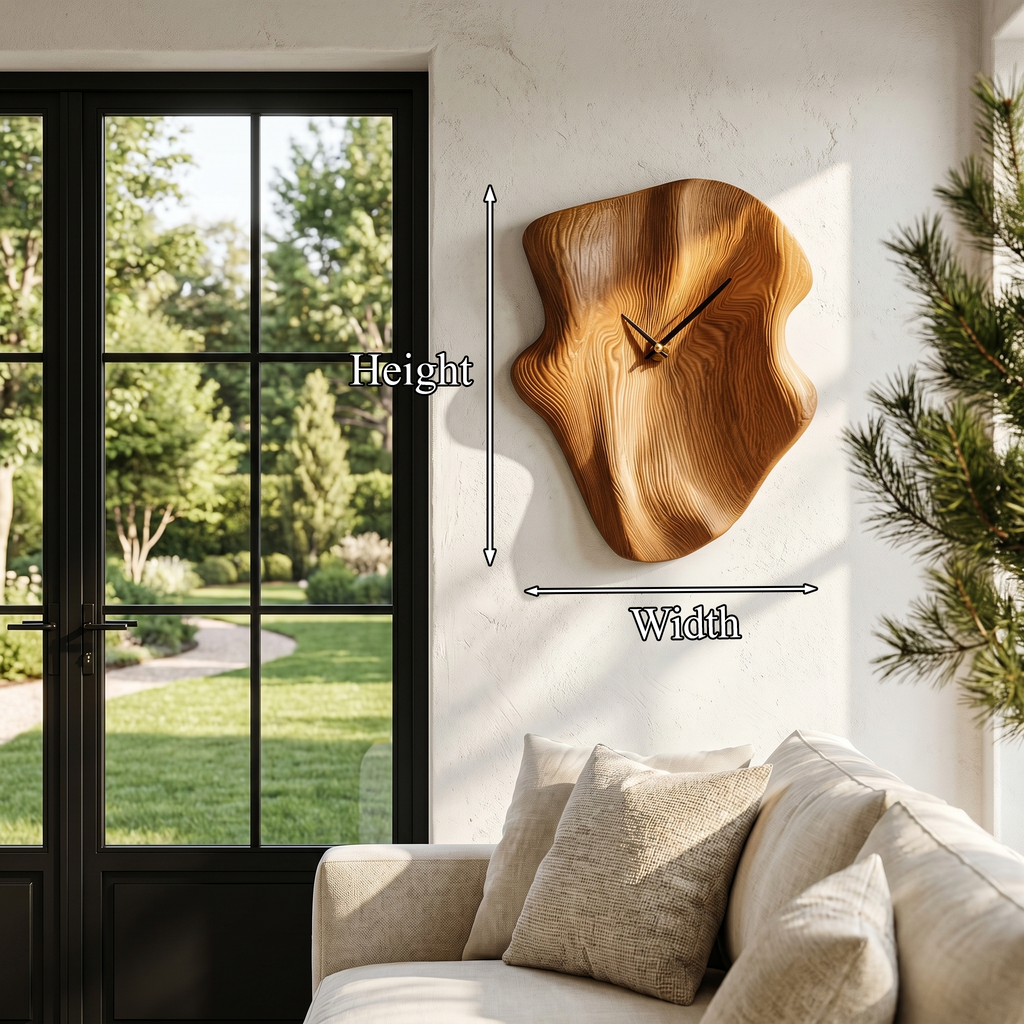 Nature Inspired Wood Wall Clock with Artistic Live Edge Form for Living Room - view 8