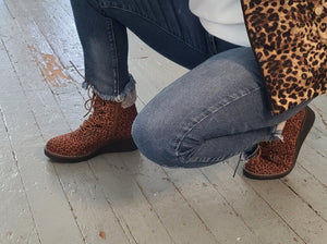 Corky's Fox Bay Wedge Faux Fur Cheetah print boot