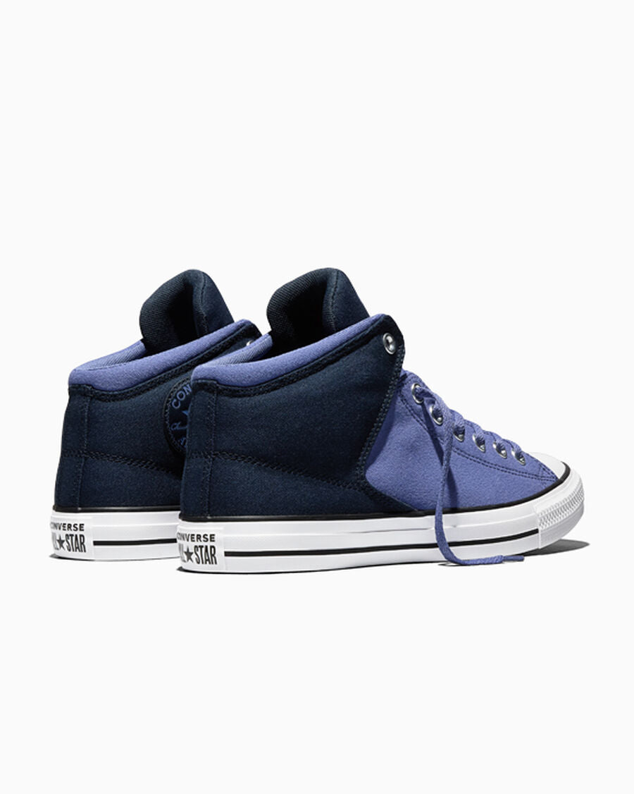 Colorblock Canvas Mid-Top Sneaker - Indigo Storm/Obsidian/White