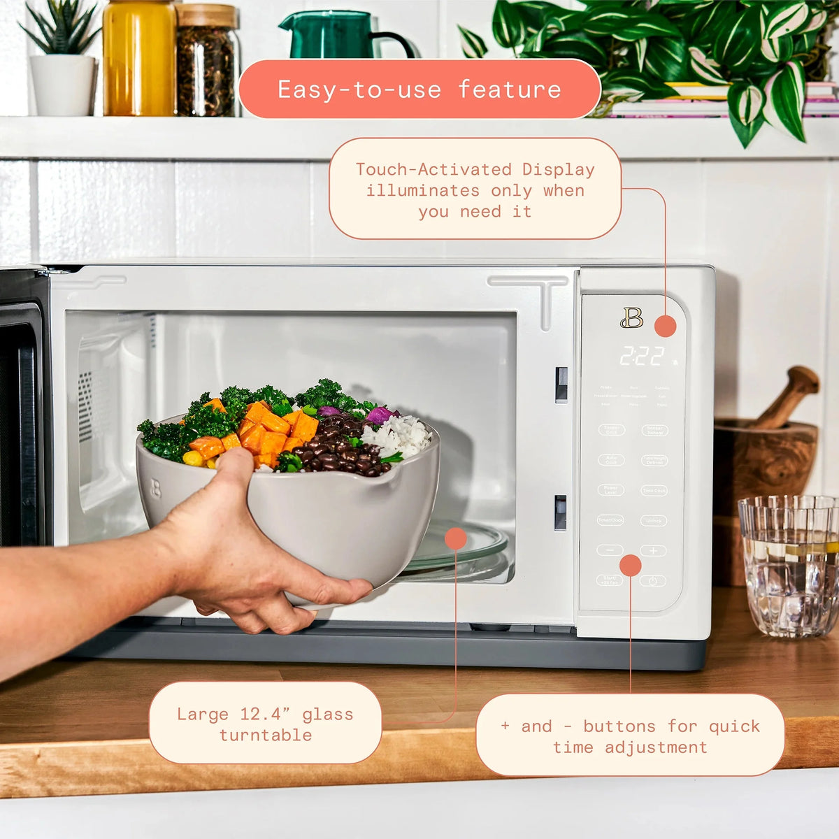 Beautiful 1.1 Cu ft 1000 Watt Sensor Microwave Oven, White Icing - BFCMS811WEST10