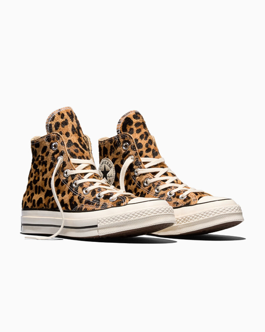 Leopard Print Pony Hair High Top Sneaker