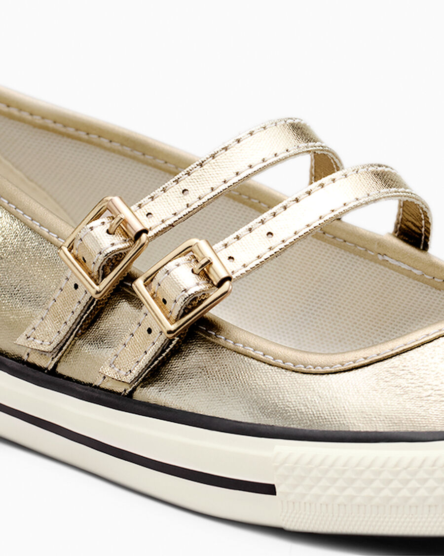 Metallic Canvas Mary Jane Low Top Shoe - Lt Gold/Egret/Black