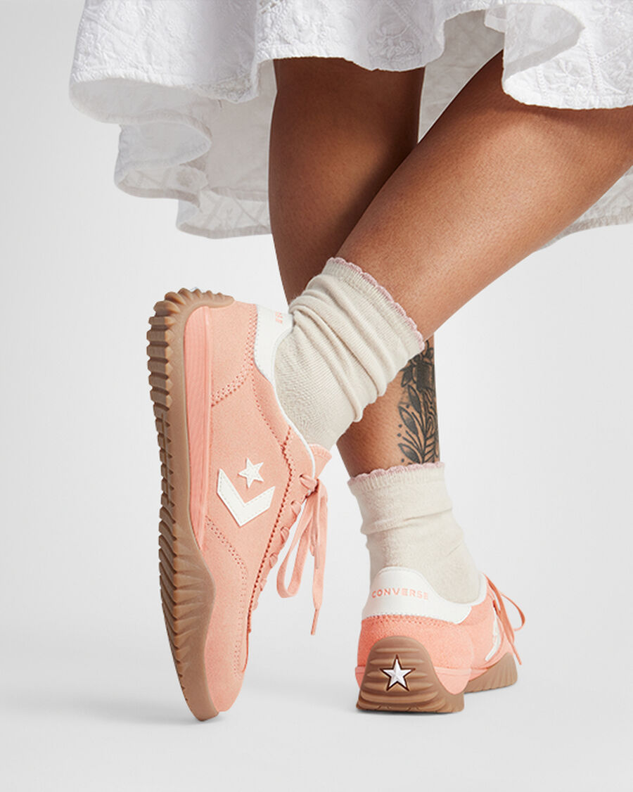 Nylon And Suede Low Top Sneaker - Flamingo Fade/Egret