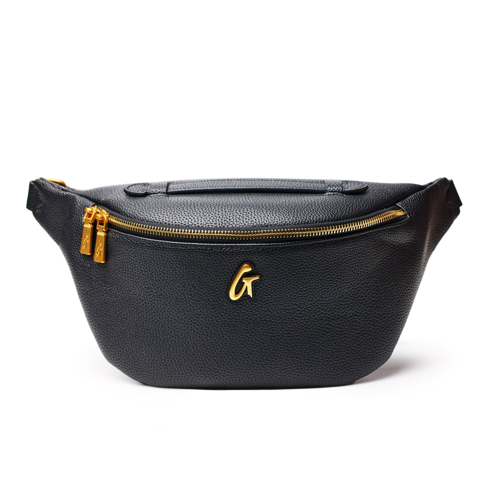 Textured Vegan Leather Belt Bag - Black