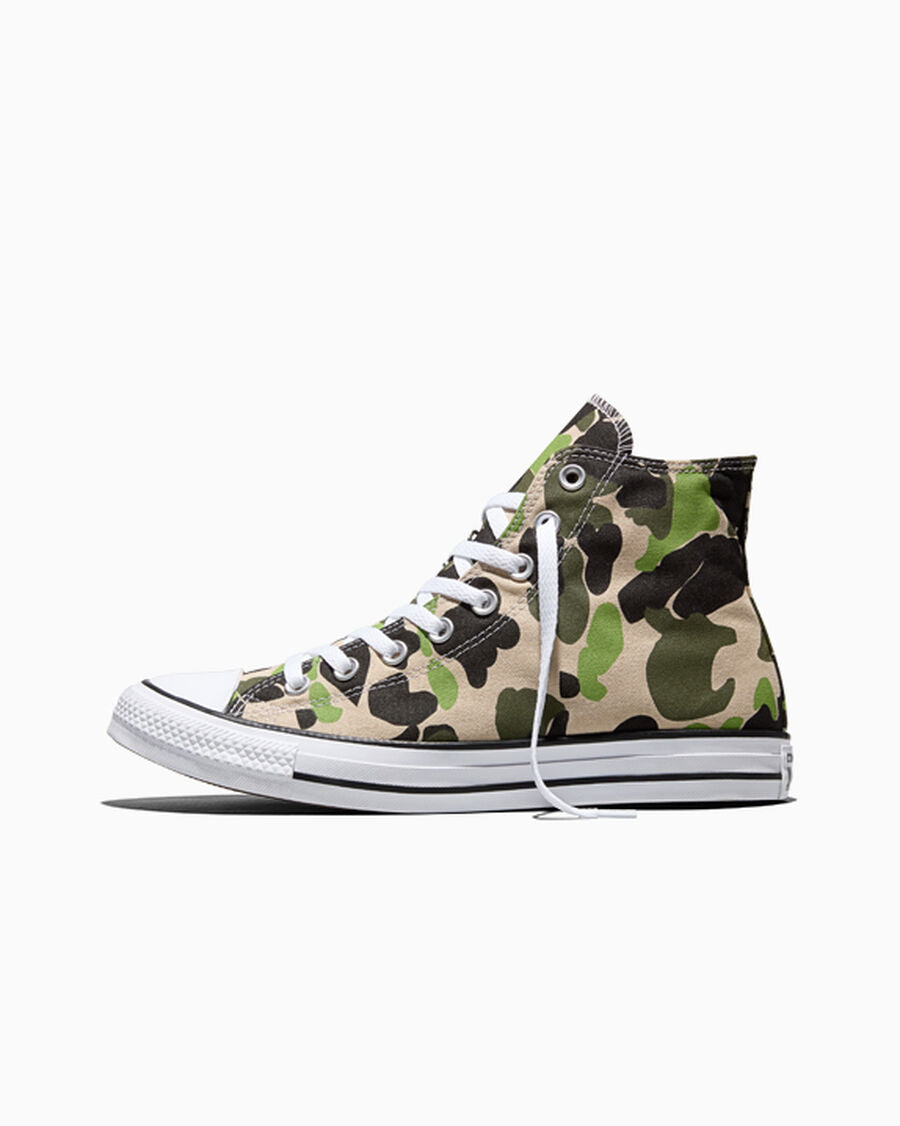 Camo Canvas High Top Sneaker - Nutty Granola/Avocado Glass