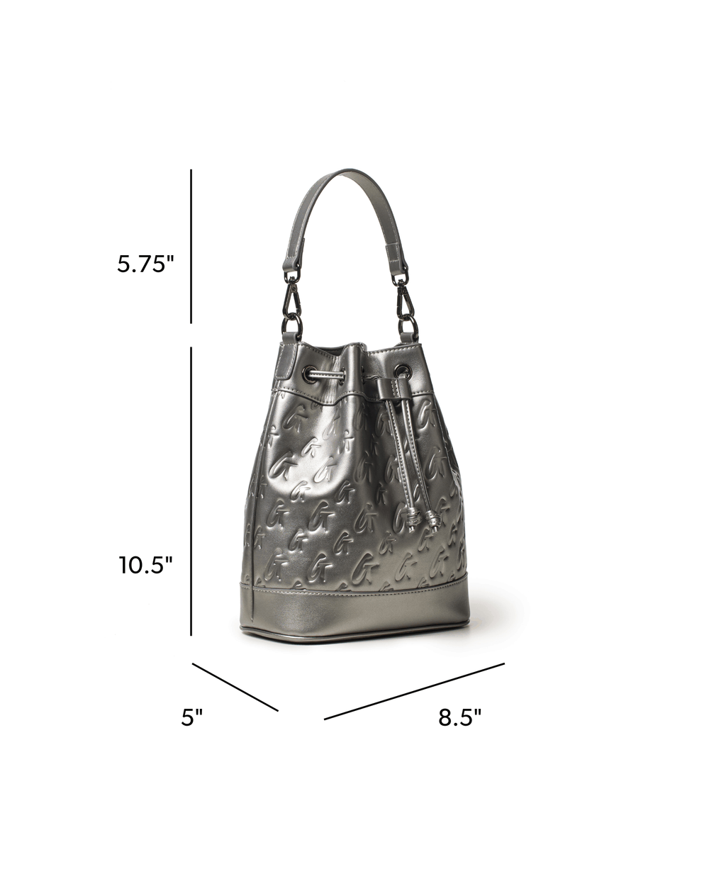 Medium Vegan Leather Bucket Bag - Platinum