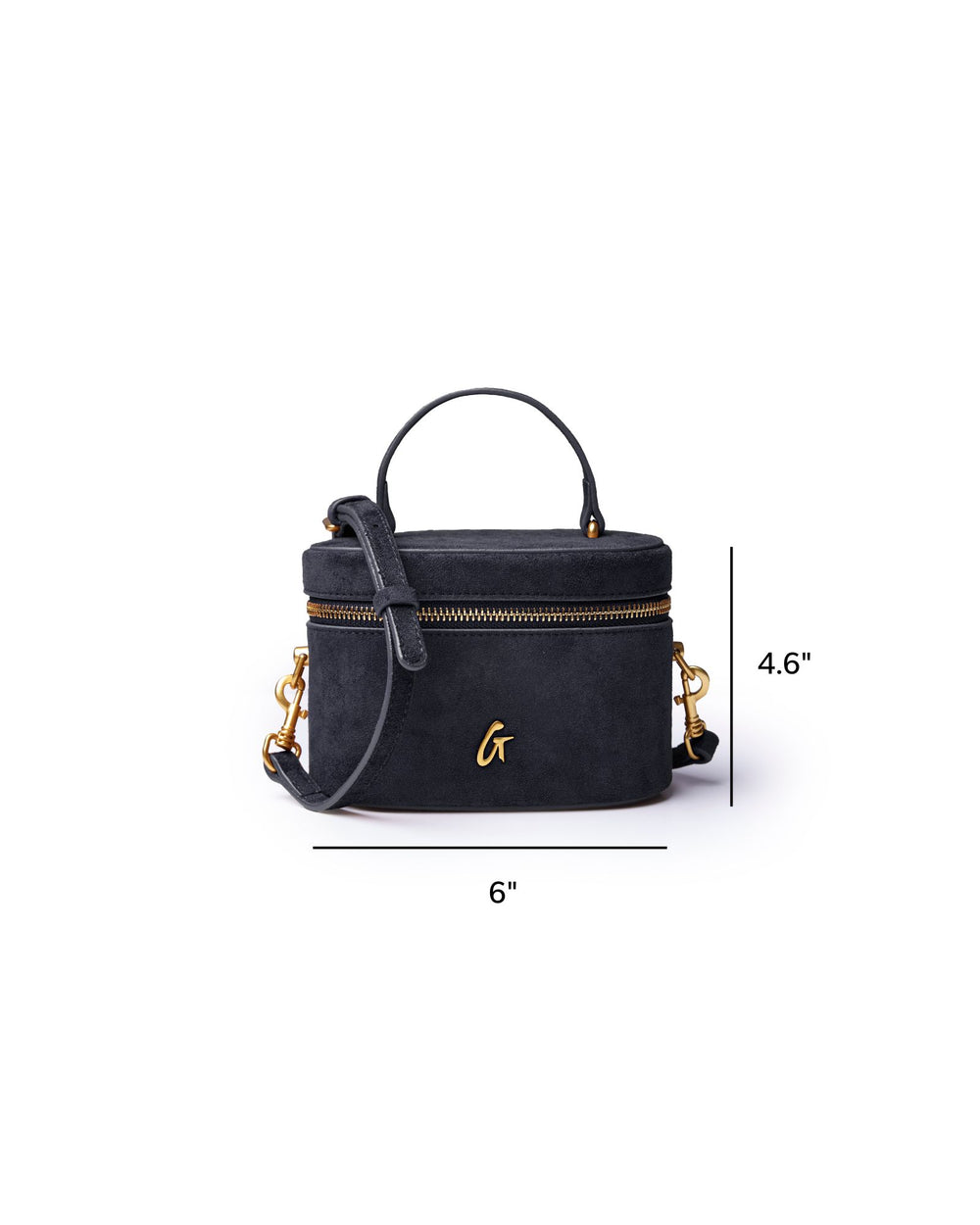 Mini Vegan Suede Top Handle Bag - Black