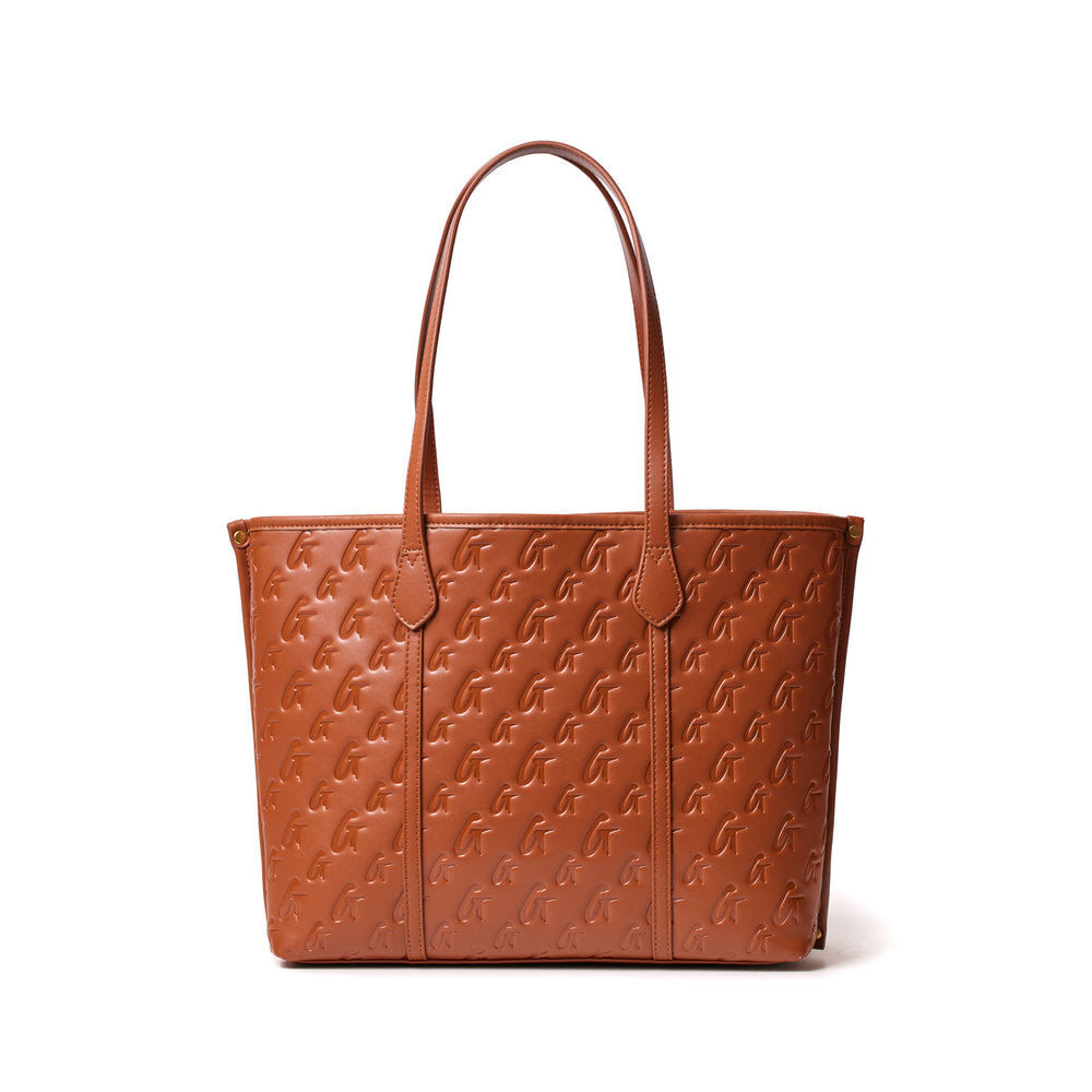 Vegan Leather Laptop Tote - Brown