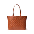 Vegan Leather Laptop Tote - Brown