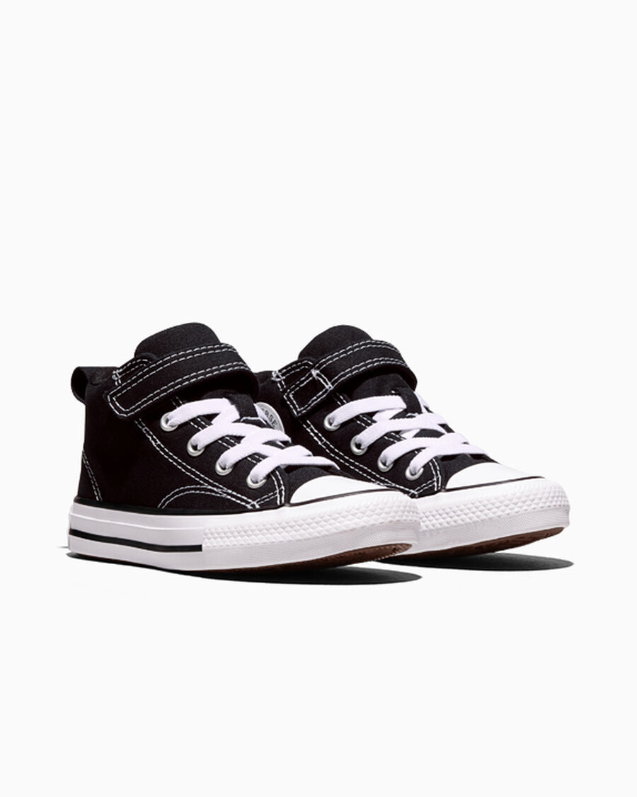 Canvas Easy-On Mid-Top Sneaker - Black/Black/White