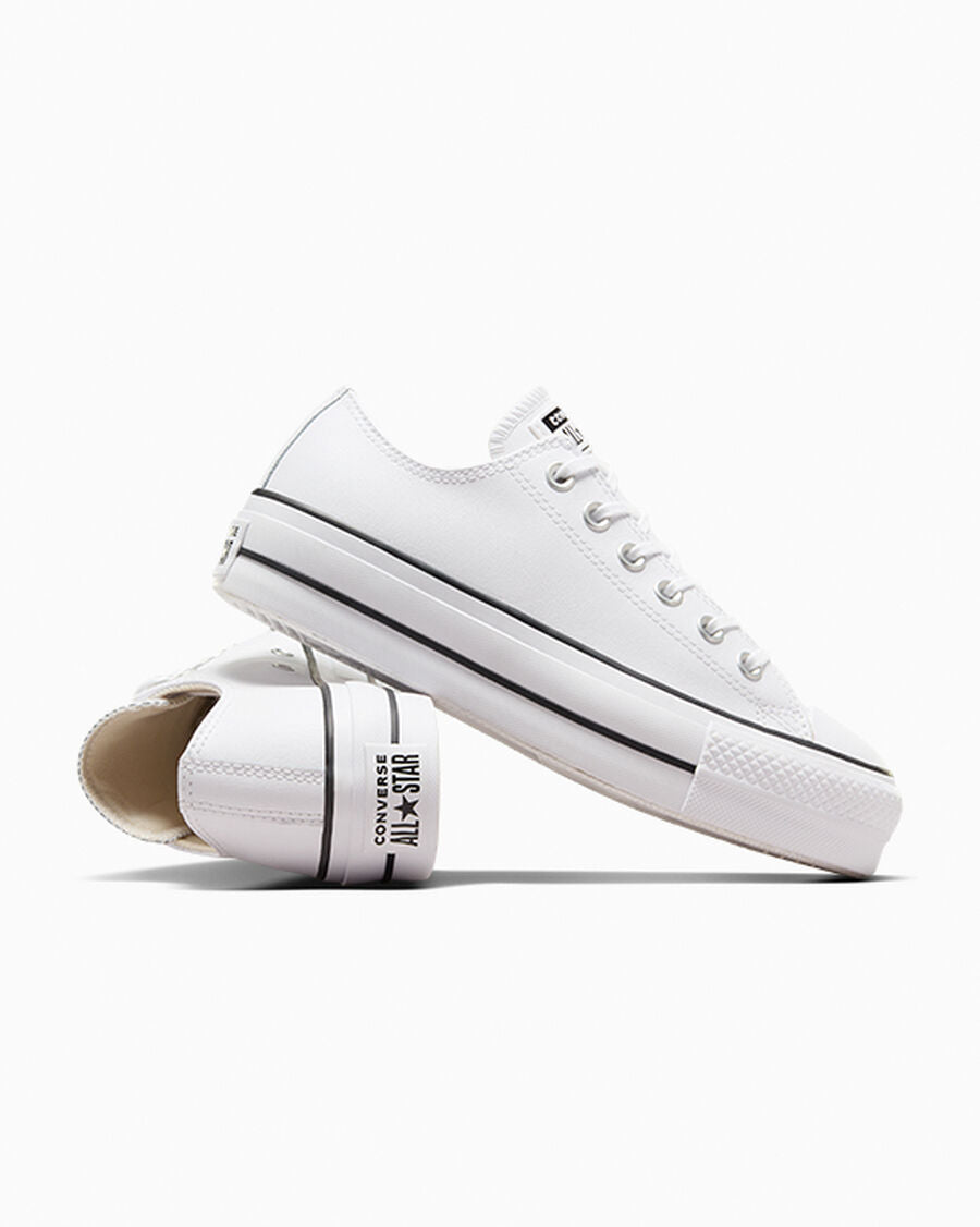 Leather Platform Low Top Sneaker - Black - White/Black/White