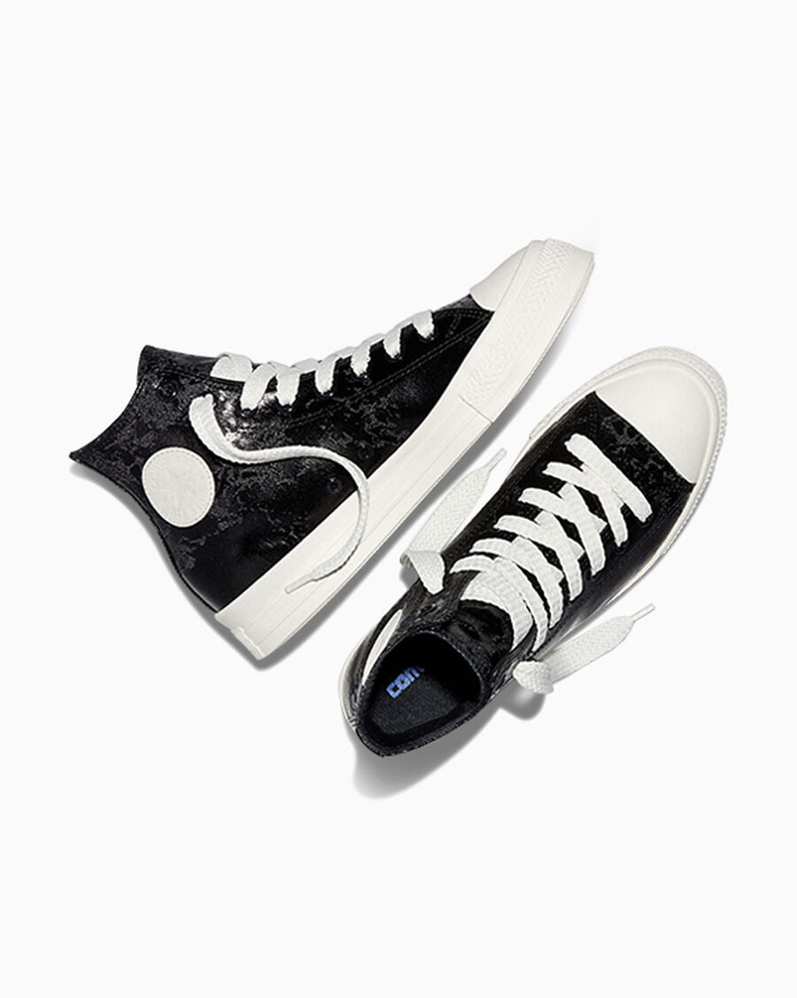 Waxed Denim High-Top Sneaker - Black