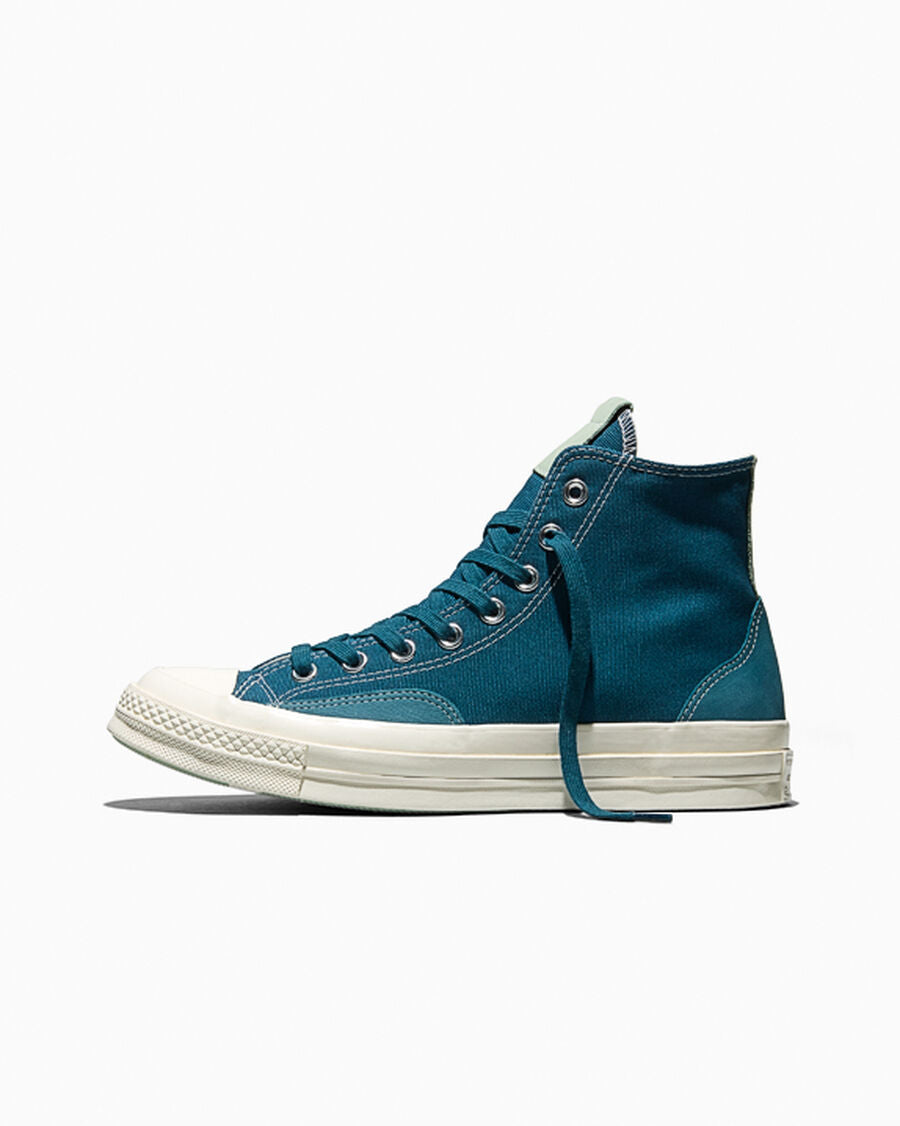 Canvas And Suede High-Top Sneaker - Murky Waters Blue/Egret/Thyme Again Green