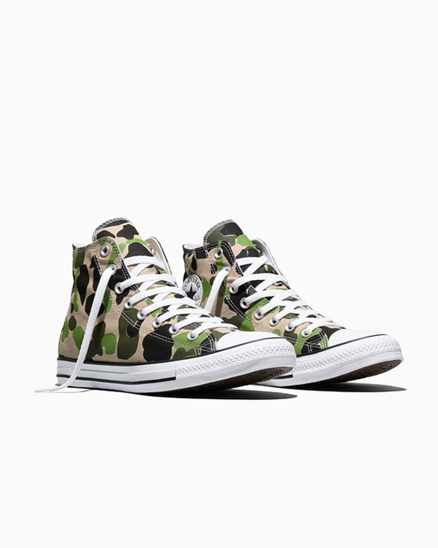 Camo Canvas High Top Sneaker - Nutty Granola/Avocado Glass