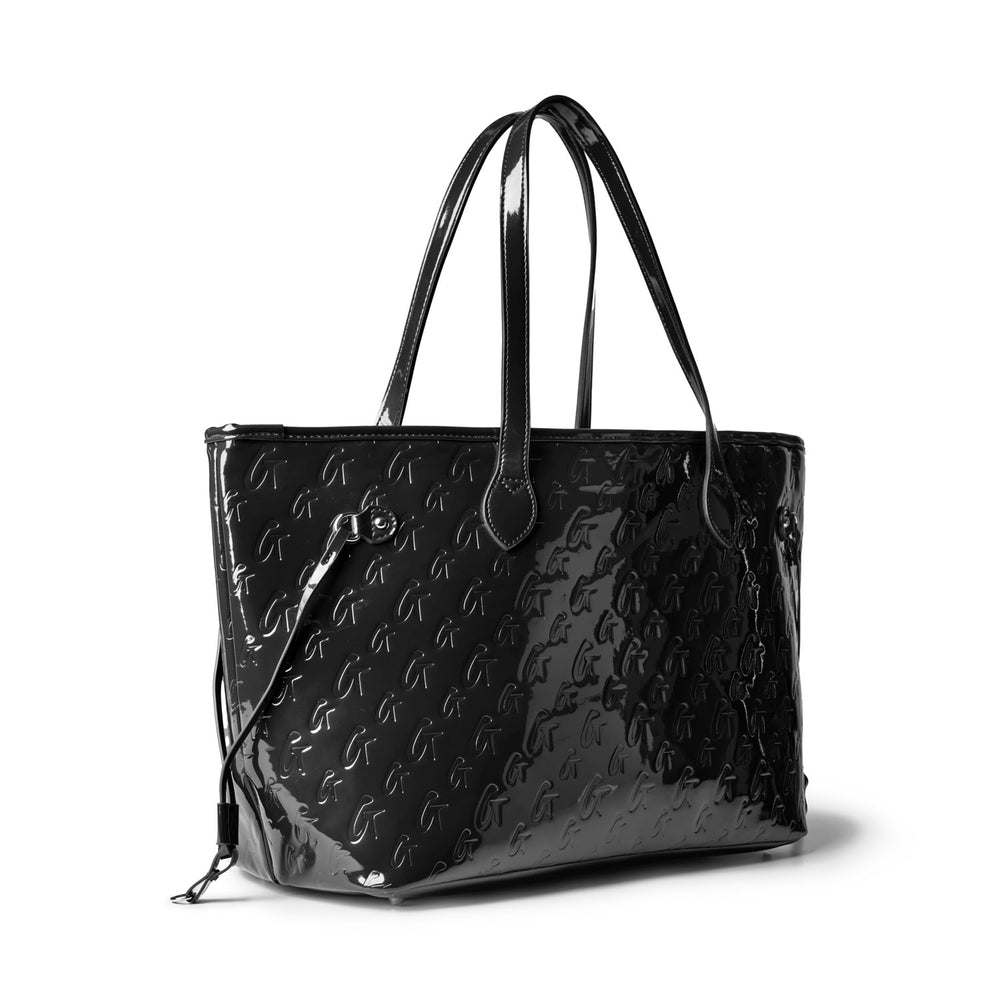 Vegan Leather Laptop Tote - Mirror Black