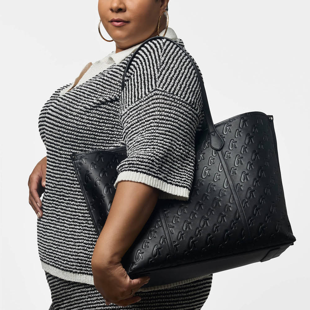 Extra Large Vegan Leather Laptop Tote - Black