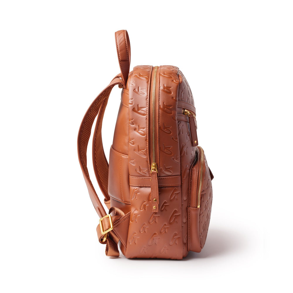 Vegan Leather Laptop Backpack - Brown