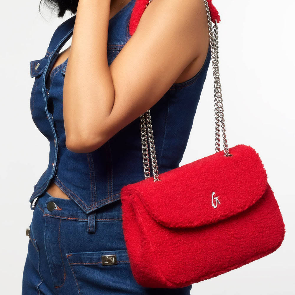 Medium Sherpa Flap Bag - Red