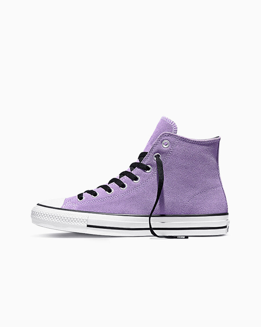 Suede Skate High Top Sneaker - Black - Lilac Soda/Black/White