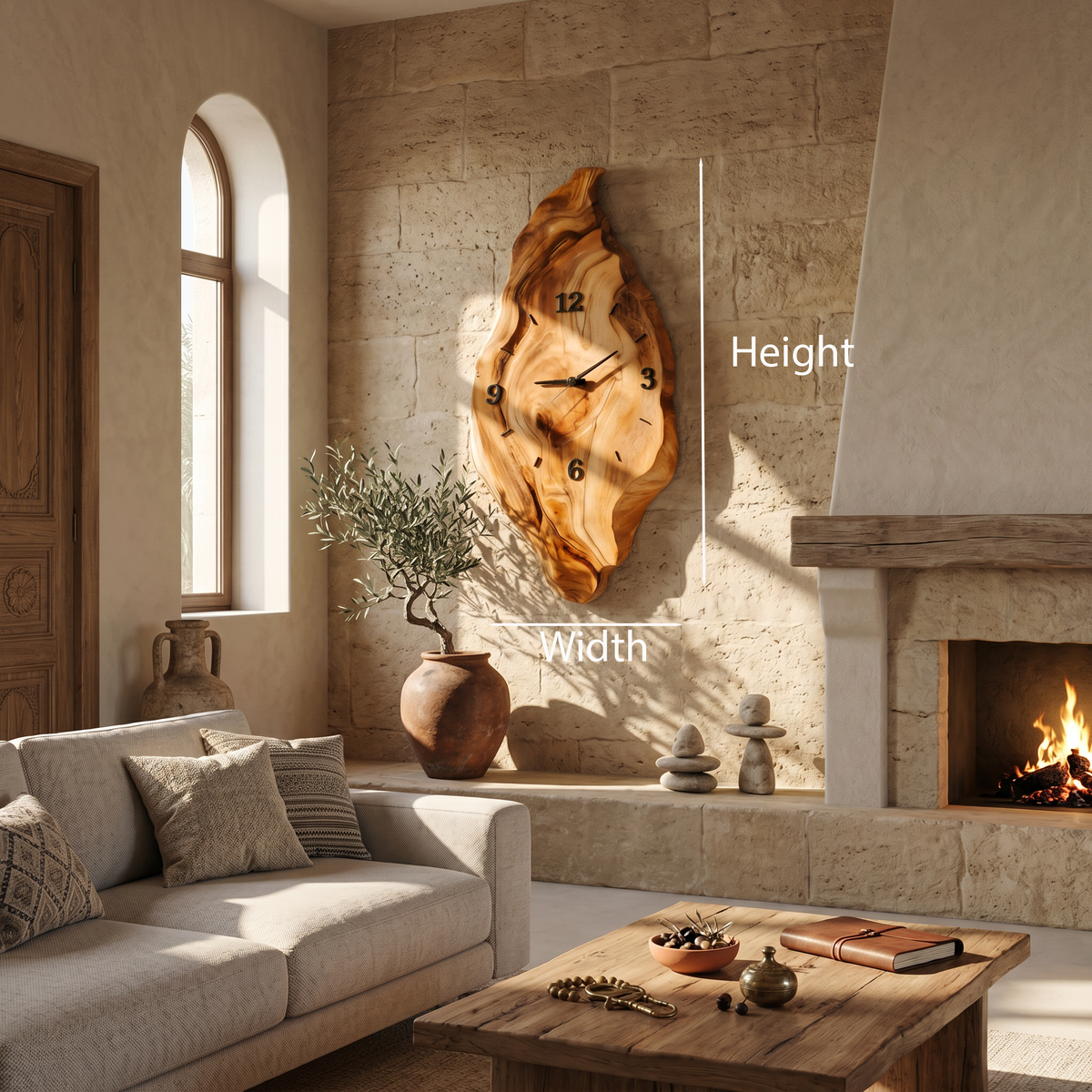 Rustic Wall Clock with Live Edge Design, Handcrafted Organic Solid Wood Silent Round - view 8