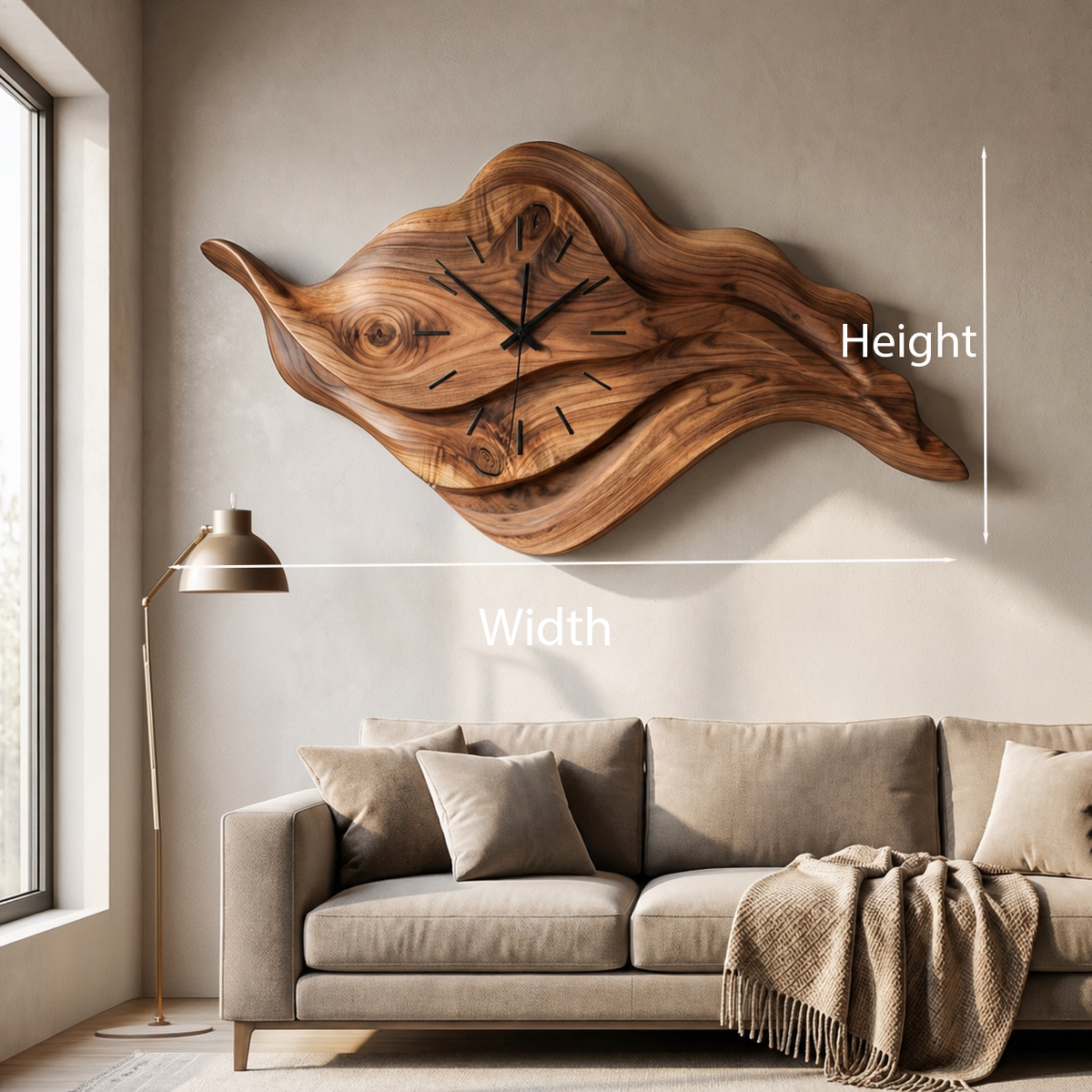 Artistic Sculptural Wooden Clock, Modern Abstract Hand-Carved Decorative Wood - view 8