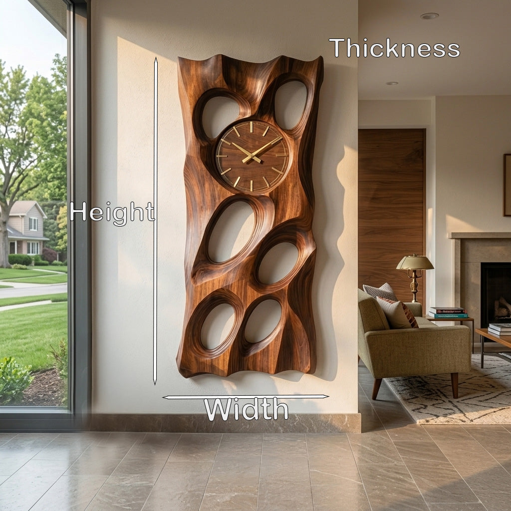 Wooden Wall Clock with Openwork Geometric Design - view 8