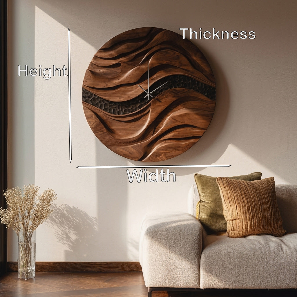Organic Wooden Wall Clock for Living Room Decor - view 7